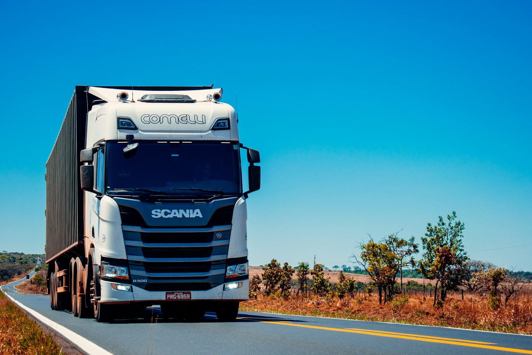 Freight truck moving on the highway